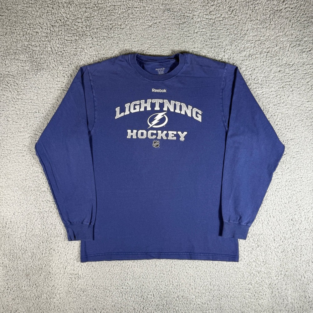 Y2K Reebok Tampa Bay Lightning T Shirt Size Medium Hockey NHL Long-Sleeve